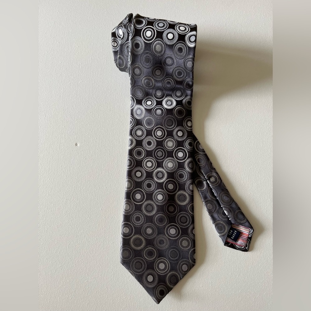 Ted Baker Black And Gray Circle Pattern Silk Tie - image 1